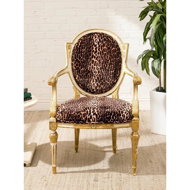 Late 19th Century Antique French Louis XVI Style Giltwood Armchair For Sale - Image 5 of 12