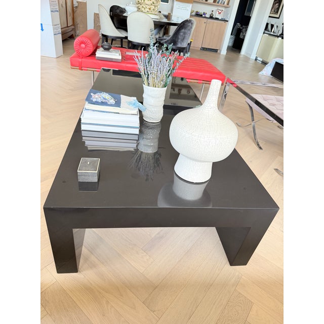 Set of two custom black square coffee tables cira 2006.