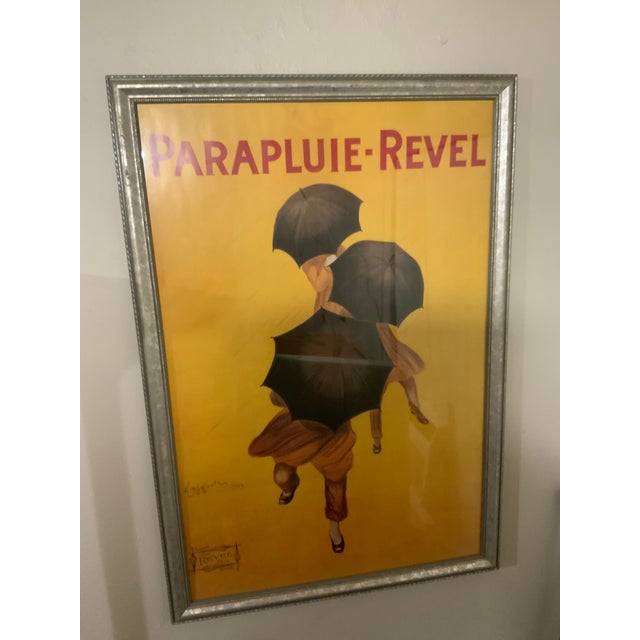 1980s Large Framed “Parapluie-Revel” 1922 French Umbrella Advertising Art Print by Leonetto Cappiello For Sale - Image 5 of 5