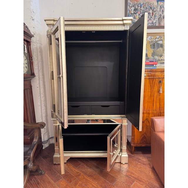Neiman Marcus Amelie Mirrored Two Piece Armoire Chairish