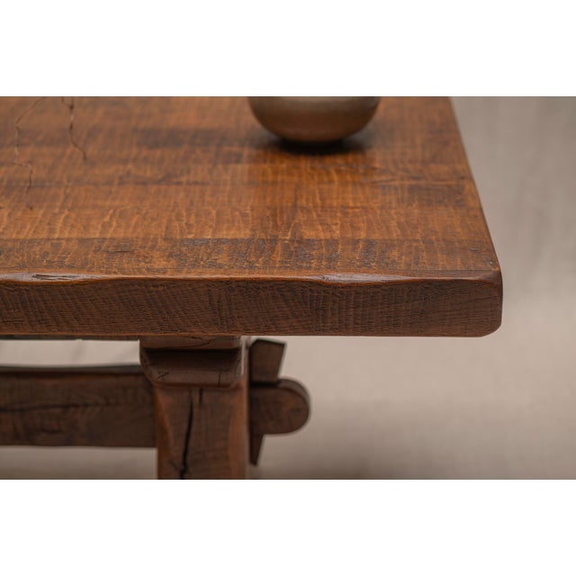 Large Brutalist Dining Table in Oak, 1970s For Sale - Image 11 of 18
