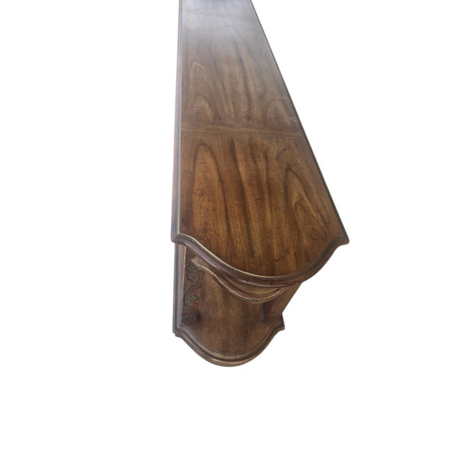 French Provincial 1970s Heritage Furniture French Provincial Carved Walnut Low Console Table For Sale - Image 3 of 5