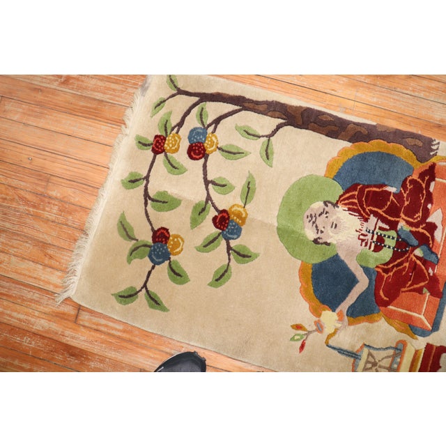 Late 20th Century Chinese Buddhist Meditation Pictorial Rug - 2'3" x 4'7" For Sale - Image 13 of 18