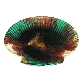 Antique C1870 Zha Wedgwood Majolica Scallop Shell Plate For Sale