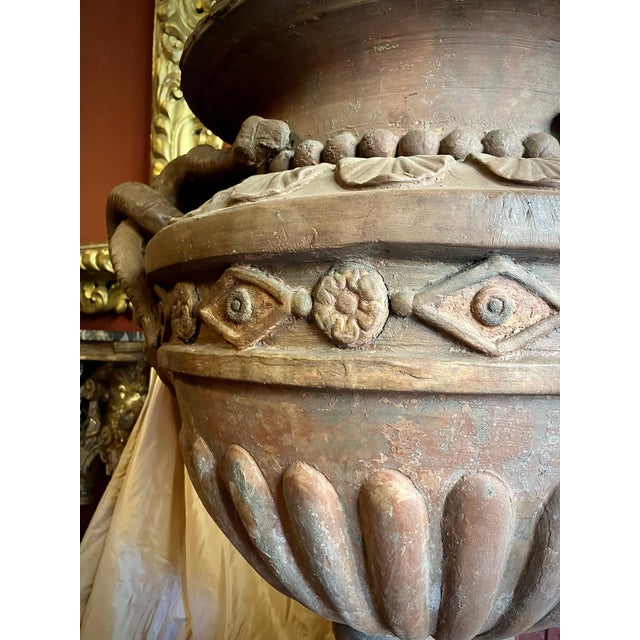 Ceramic Large 17th Century Antique Terracotta Jardinière with Medusa Handle, Italy For Sale - Image 7 of 18