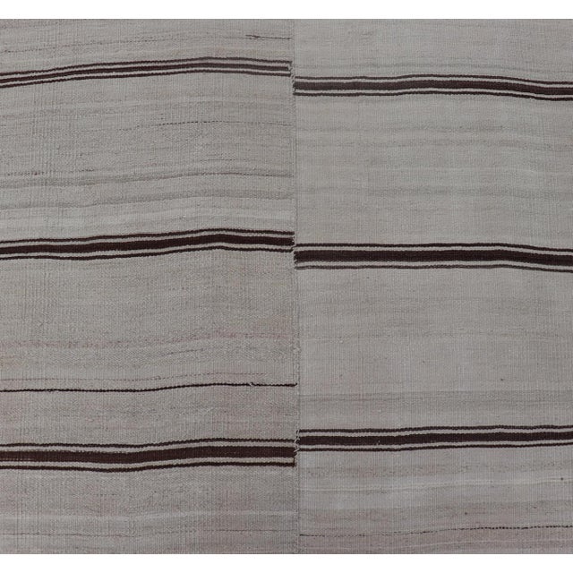 Vintage Turkish Striped Kilim Gallery in Brown & Cream 4'2 X 12'8 For Sale - Image 9 of 12