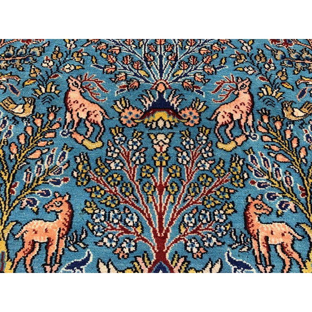 Amazing Hand Knotted Vintage Qashmour Tree of Life Pictorial Wool Area Rug 6.4 X 3.11 Ft For Sale - Image 9 of 12