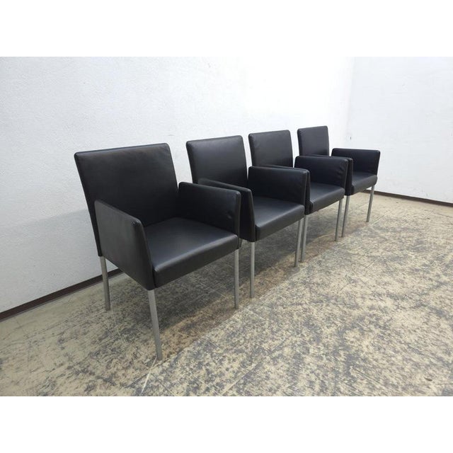 Walter Knoll Jason 1410 Armchair Set in Black Leather by Walter Knoll, Set of 4 For Sale - Image 4 of 16