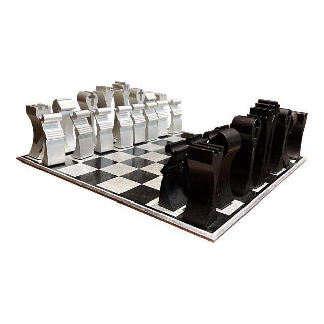 1972 Scott Wolfe Columbia Aluminum Chess Set For Sale