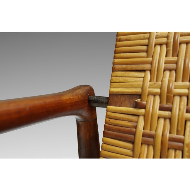 Early Set of Two ( 2 ) Finn Juhl Model Sw96 Lounge Chairs in Teak, Oak, and Caning Attributed to Søren Willadsen, Denmark, C. 1950s For Sale - Image 9 of 16