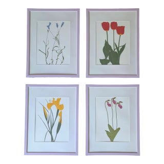 Henry Evans Botanical Linocut Prints Framed- Set of 4 For Sale