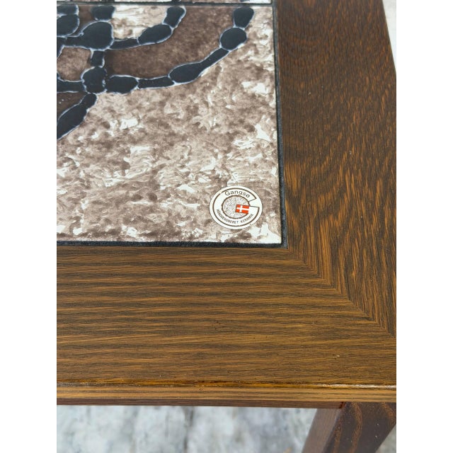 1970s Stained Oak Ceramic Tile-Top Coffee Table Gangsø Møbler Danish Mid-Century Modern 1970s For Sale - Image 5 of 11