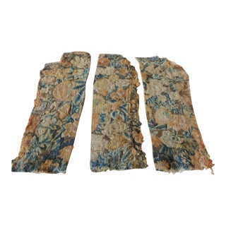 Late 19th Century Antique Set of (3) Floral Tapestry Fragments. For Sale