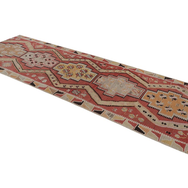 Rug & Kilim Vintage Mid-Century Kayseri Red and Golden-Yellow Wool Kilim Rug For Sale - Image 4 of 7