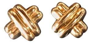 Pair of 14 Karat Yellow Gold Large Criss-Cross Style Earrings