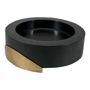 Large 14" Italian Modernist Rubber Centerpiece Bowl With Heavy Brass Stand