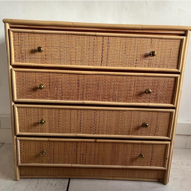 Italian Cane and Bamboo Chest of Drawers, 1970s For Sale - Image 11 of 12