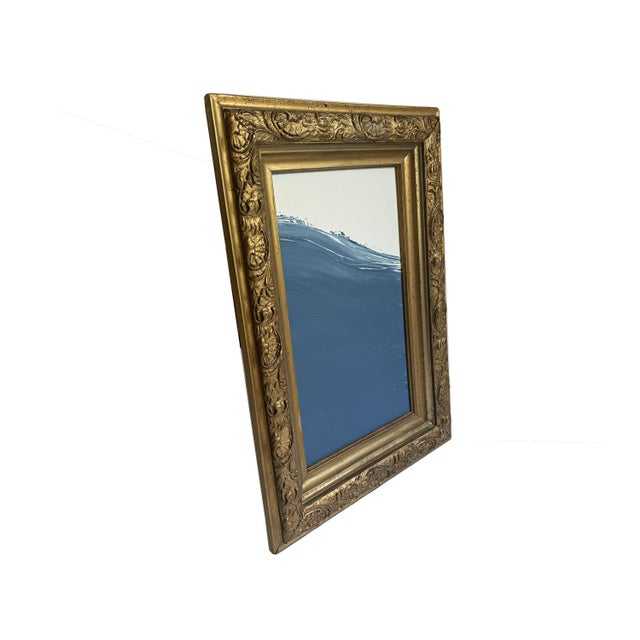"Waves” Abstract Art in Antique Frame, Seascape Painting Transitional Wall Art by JTS For Sale - Image 4 of 9