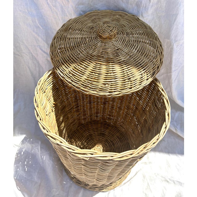 Rustic European Rustic European Rattan Hamper W/Lid For Sale - Image 3 of 5