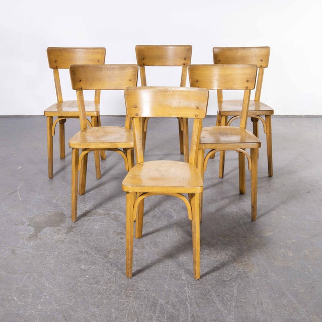 French Honey Beech Bentwood Dining Chairs from Baumann, 1950s, Set of 6 For Sale - Image 17 of 17