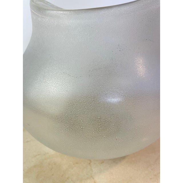Glass Vintage Murano-Style Scavo Crystaline Finish Glass Vase, Organic Freeform For Sale - Image 7 of 9
