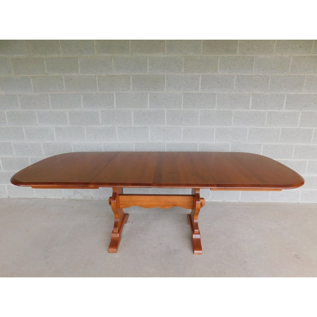 Wood Er Buck Trestle Base Maple Farmhouse Dining Table 96"w For Sale - Image 7 of 12