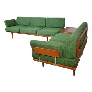 Mid-Century Teak and Fabric Sofa Set by Peter Hvidt & Orla Mølgaard Nielsen, 1960s, Set of 3 For Sale