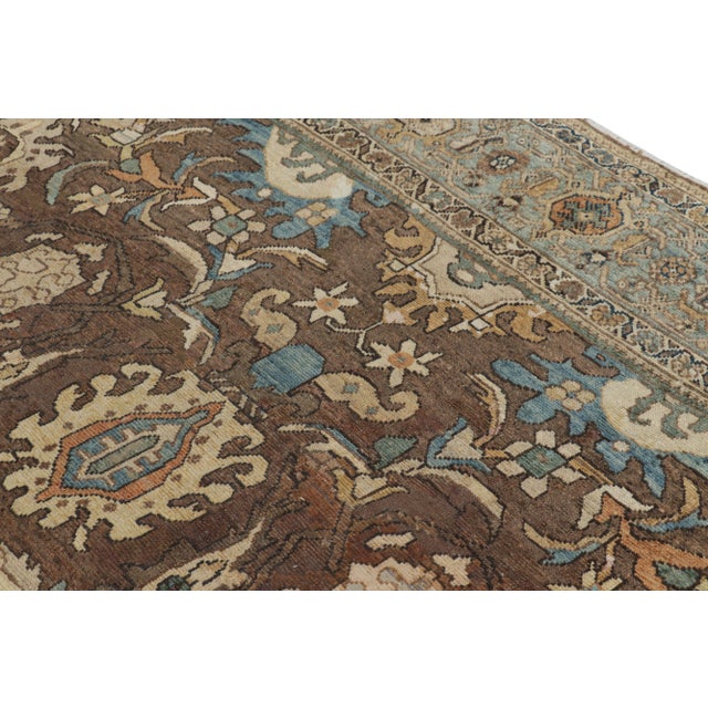 Antique Mahal Persian Rug in Brown, With Beige and Blue Florals From Rug & Kilim For Sale In New York - Image 6 of 7