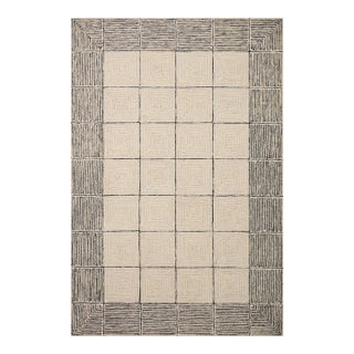 Chris Loves Julia x LoloiFrancis Cream / Black 2'-0" x 5'-0" Accent Rug For Sale