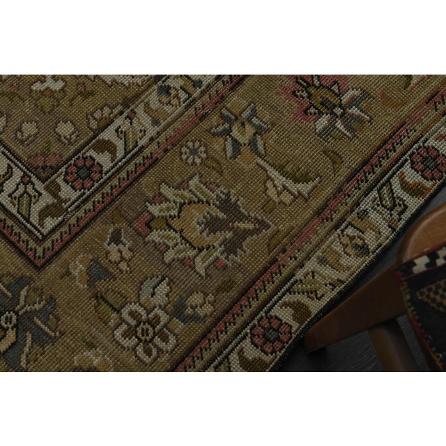 1970s Vintage Persian Handmade Wool Cotton Green Area Rug For Sale - Image 4 of 11
