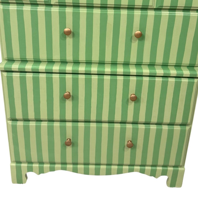 2020s Hand-Painted Green Striped Dresser | Circus Interior Meets Neo Deco For Sale - Image 5 of 7