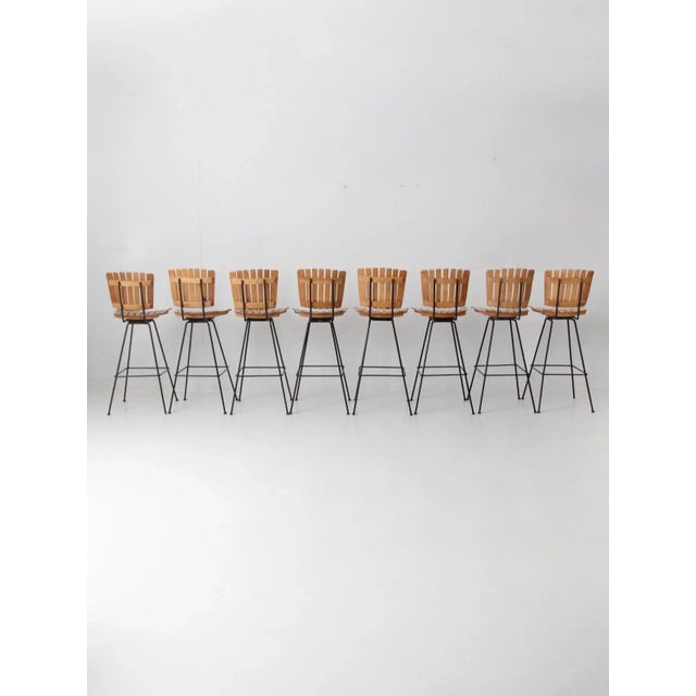 1950s Mid Century Arthur Umanoff Bar Stools Set of 8 For Sale - Image 5 of 12