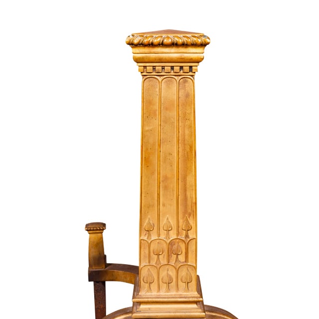 Bronze Pair of Large and Impressive Arts and Crafts Gilt Bronze Andirons For Sale - Image 8 of 10