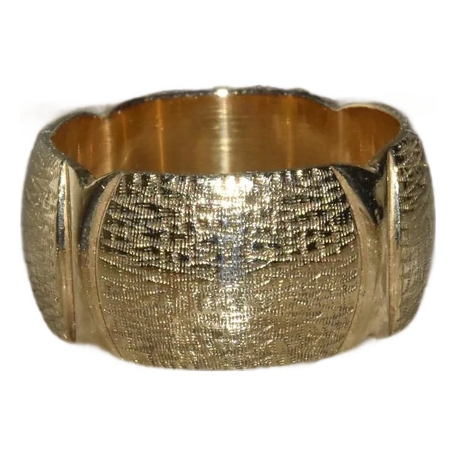 Vintage Wide 14k Yellow Gold Textured Band Ring Ladies Jewelry Sz 6.25 For Sale