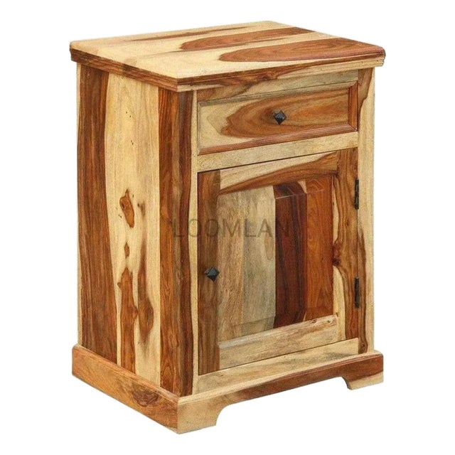 Raven One Drawer Wood Nightstand by Loomlan For Sale