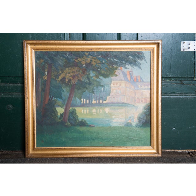 Late 19th Century Framed Napoleon III Era Oil on Canvas Painting of French Chateau Landscape For Sale In New York - Image 6 of 13