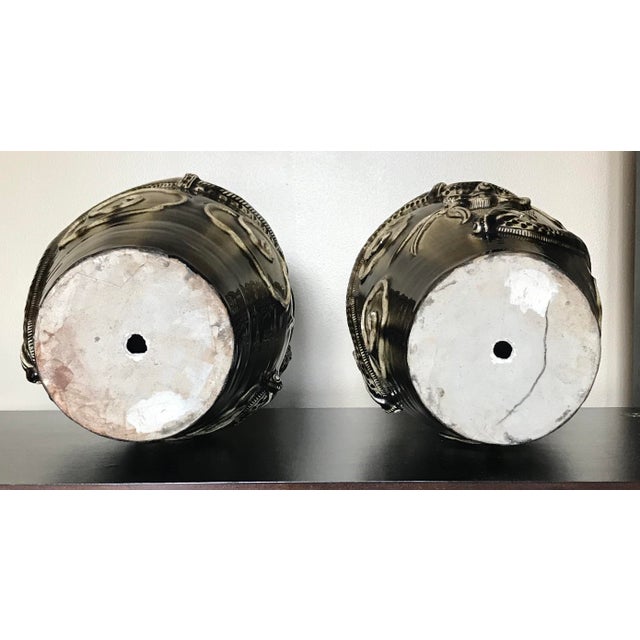 Large Asian Mid-Century Dragon Vases - a Pair For Sale - Image 9 of 9
