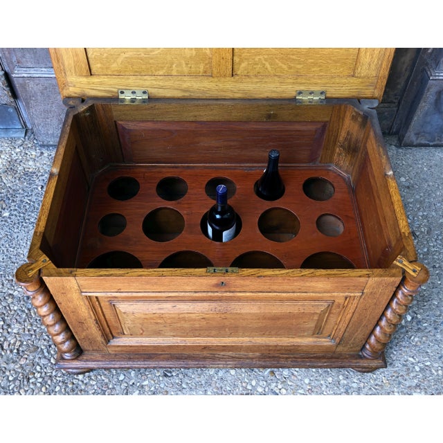 Wine Large English Wine Compendium or Cellarette of Patinated Oak For Sale - Image 8 of 13