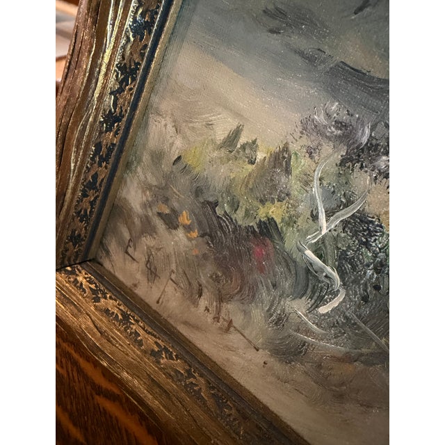 Green Early 1900s Oil Painting of French Countryside by Eugene La Foret For Sale - Image 8 of 15