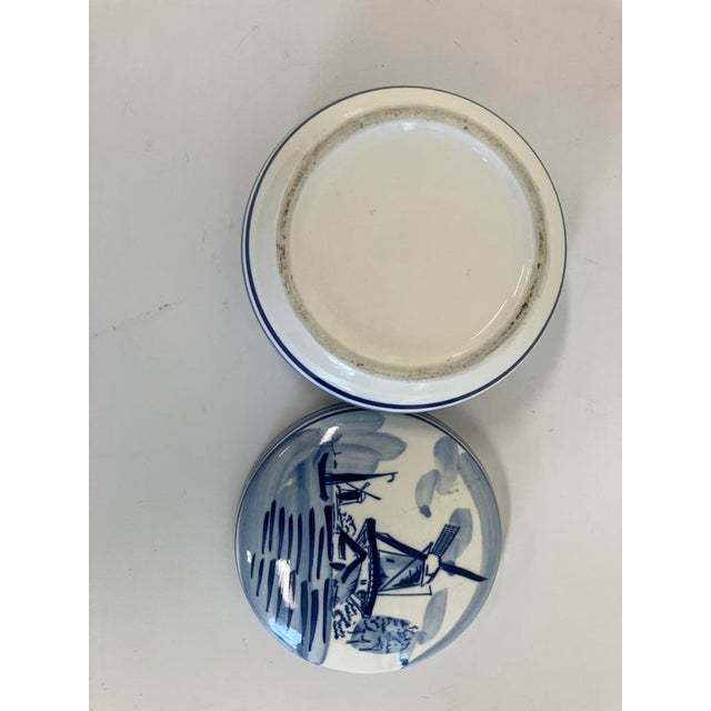 Ceramic Vintage Blue & White Delft-Style Ceramic Lidded Trinket Box, 1950s–1970s For Sale - Image 7 of 8
