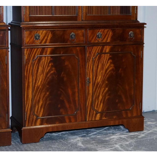 Georgian Display Cabinets with Brass Lion Handles, Set of 2 For Sale - Image 6 of 18
