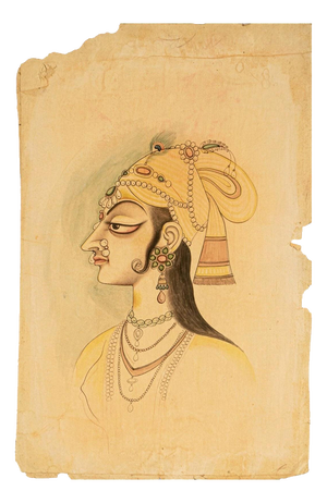 Indian Mughal School, Portrait Miniature of a Princess, 18th Century, Gouache