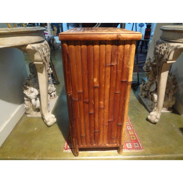 1950s Vintage Bamboo Chest With Greek Key Design For Sale - Image 5 of 10