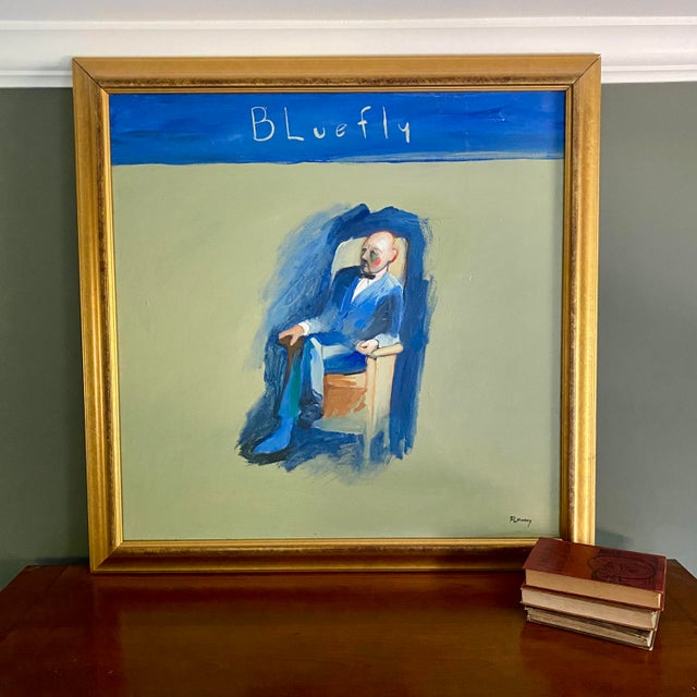 Impressionist David Fleming "Bluefly" Original Acrylic Framed Painting Signed For Sale - Image 3 of 11