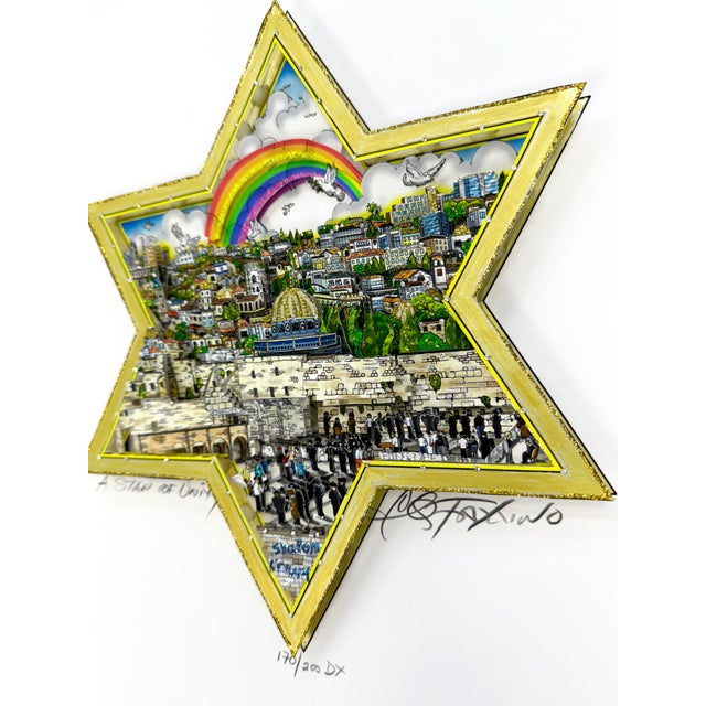 Contemporary Charles Fazzino, a Star of Unity, Hand Signed 3d Deluxe Edition, Edition of 200, 20x18 In. Framed, 2020 For Sale - Image 3 of 4