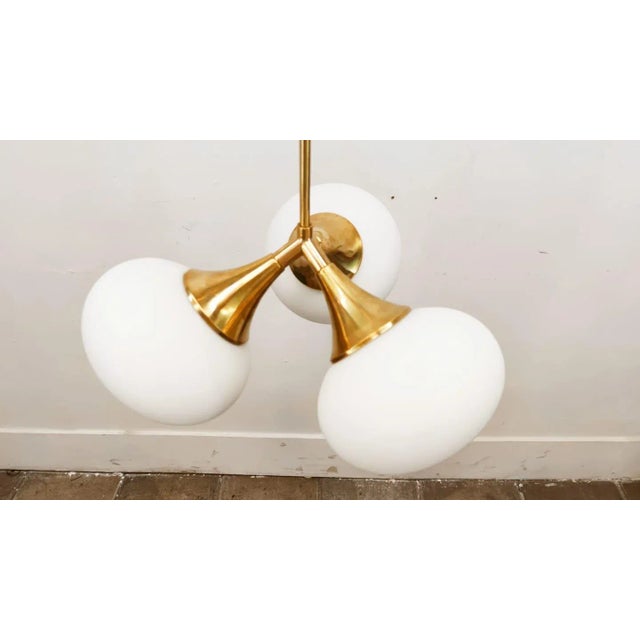 Mid-Century Modern Sputnik Pendant in Brass with Three Suspensions For Sale - Image 3 of 17
