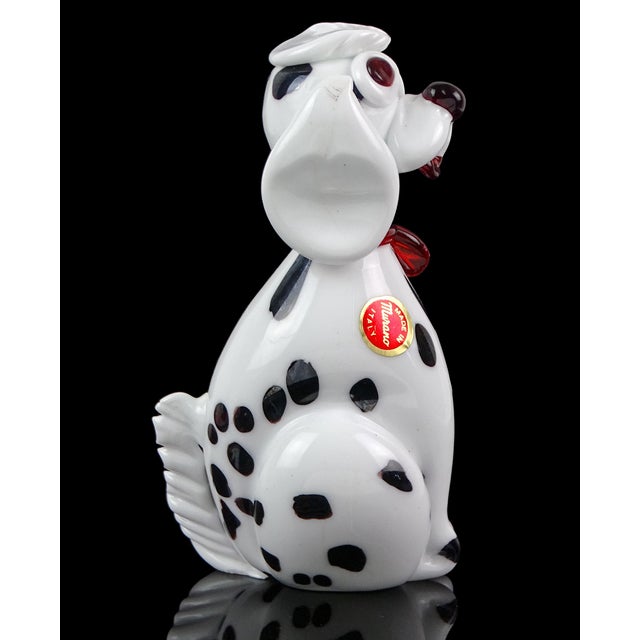 Vintage Murano Dalmatian Puppy Dog With Red Scarf and Label Italian Art Glass Figurine Sculpture For Sale In Orlando - Image 6 of 10
