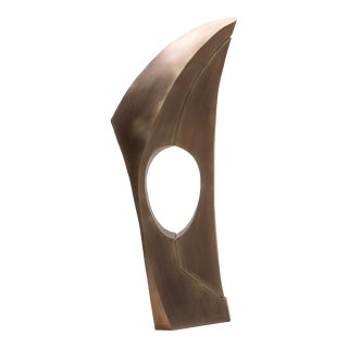 Modern Abstract Sculpture in Bronze Patina Brass by Patrick Coard Paris For Sale