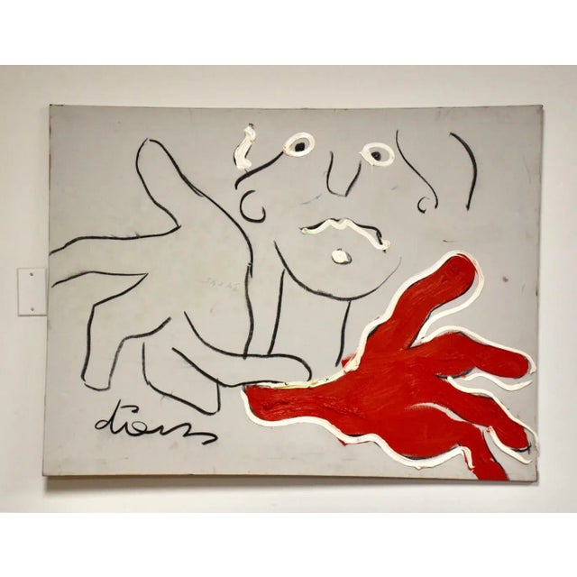 Red 1980s Peter Diem Oil on Canvas Self Portrait For Sale - Image 8 of 8