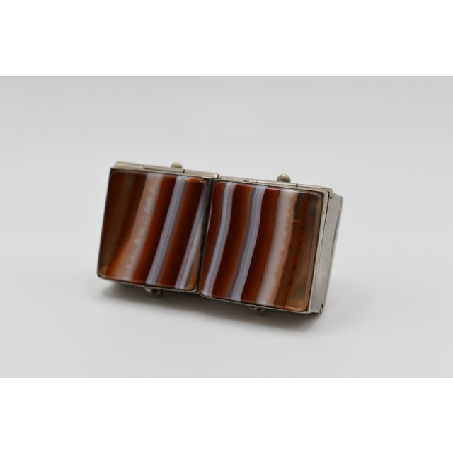 Art Deco Agate and Silver Pill Box With Four (4) Compartments For Sale - Image 3 of 9